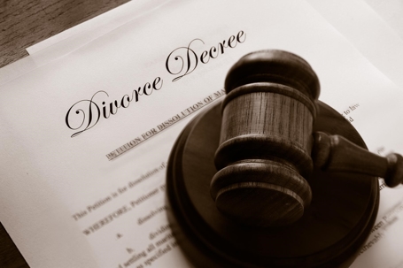 divorce decree papers with judges gaval