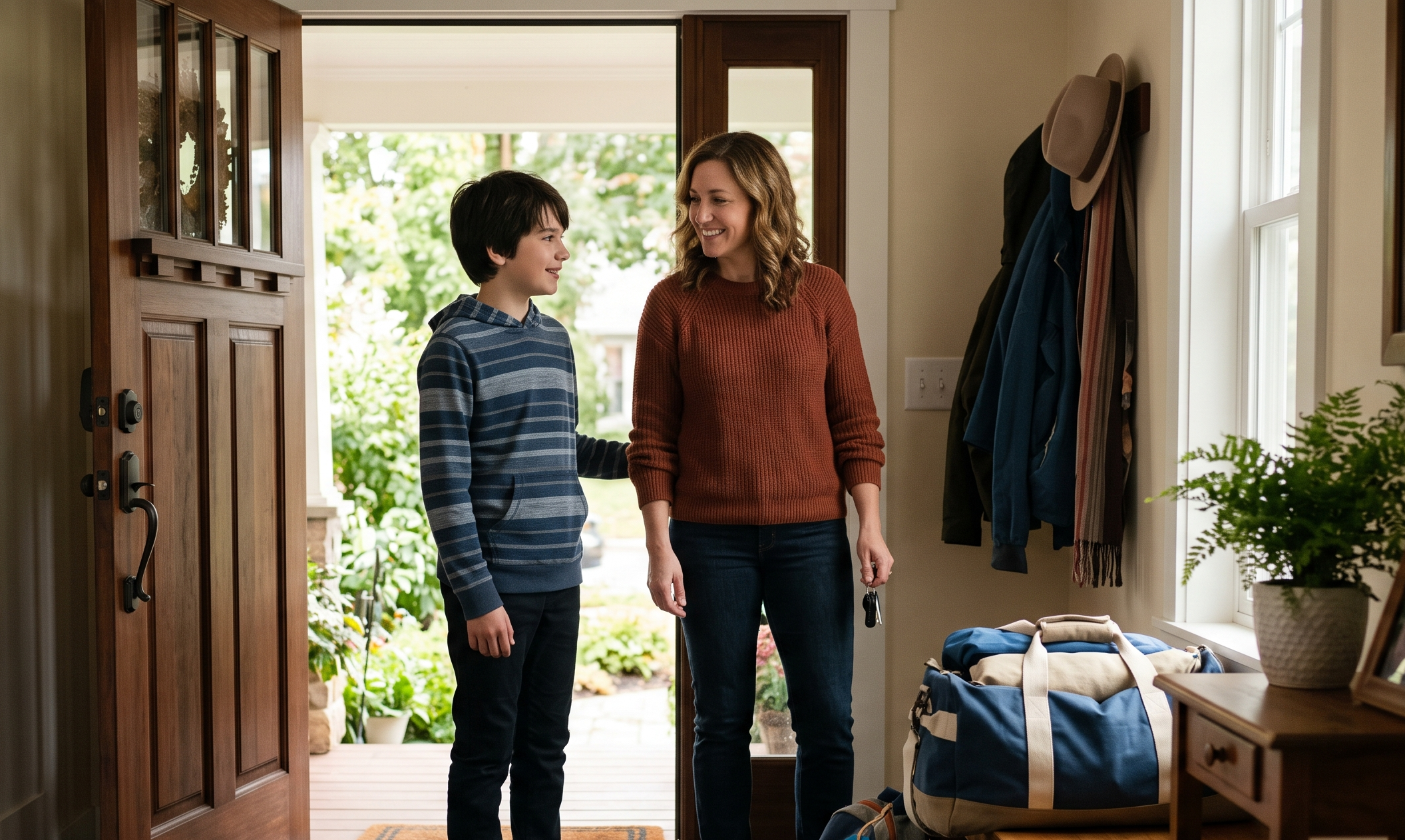 Parent talking with a child who is refusing a parenting time exchange in Colorado