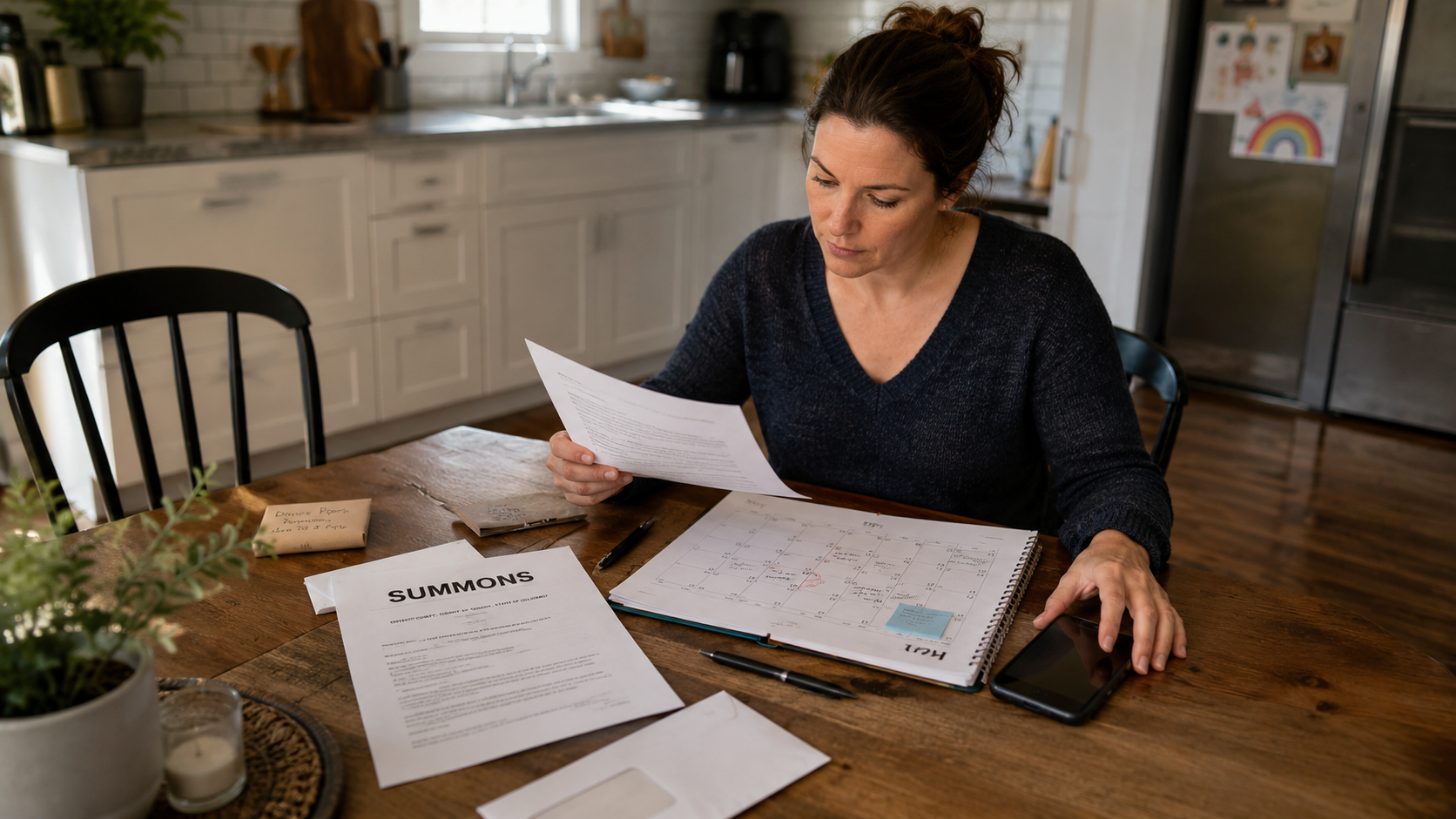Person reviewing Colorado divorce papers and response deadline