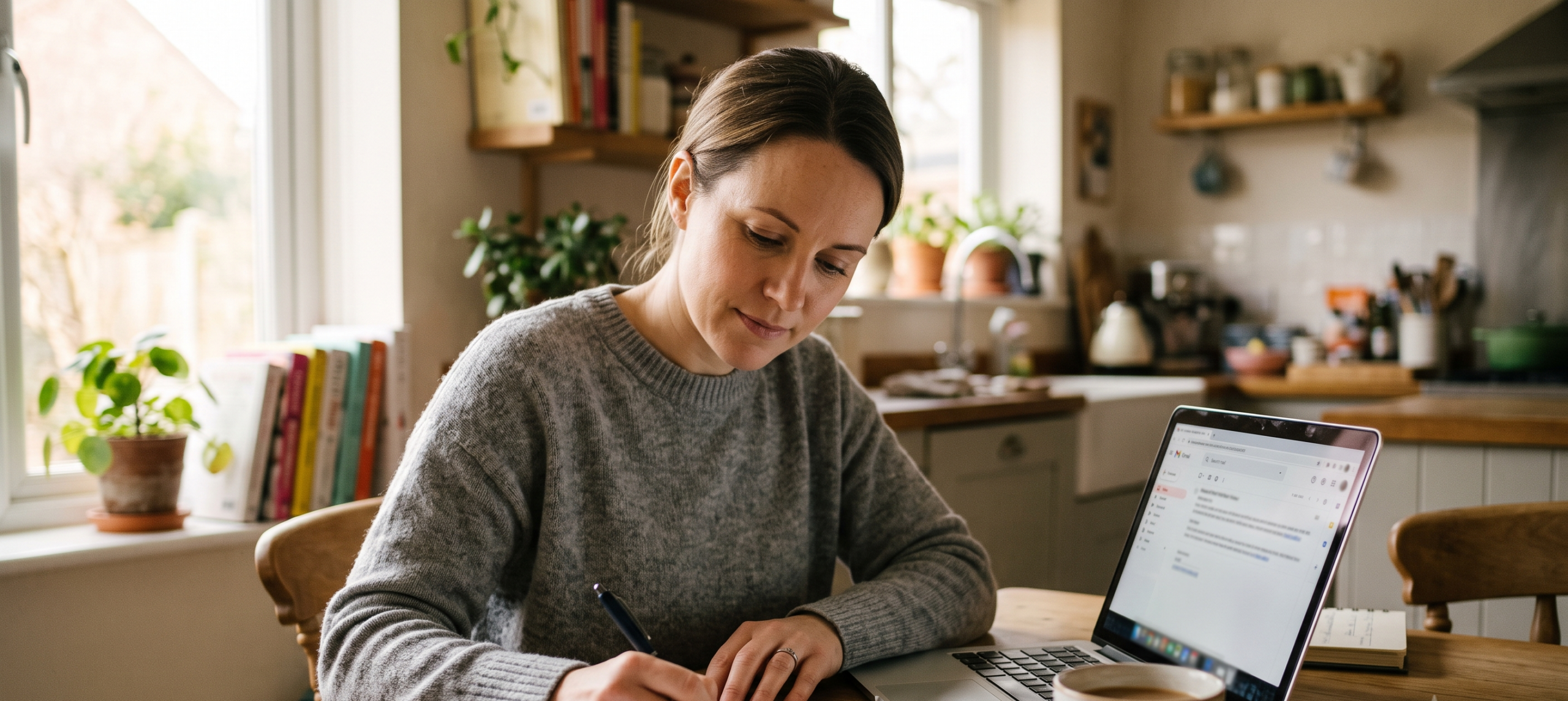 Parent filling out a written weekly parenting time schedule at home